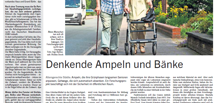“Denkende Ampeln und Bänke” – Artikel zu UrbanLife+ erscheint in der Stuttgarter Zeitung